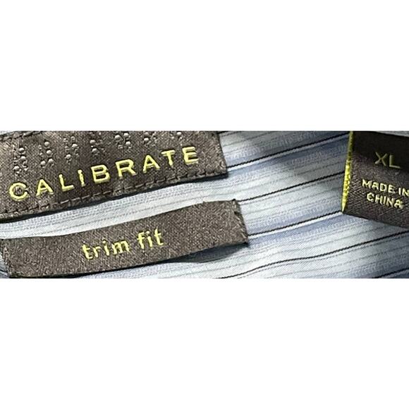 Calibrate Men Button Up Shirt Size XL Blue Striped Cotton DISCOLORATION UNDERARM - Picture 7 of 8